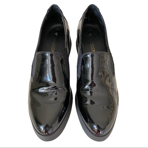 BASCONI Black  Chunky  Lug Sole Patent  Leather Loafers - Picture 3 of 7